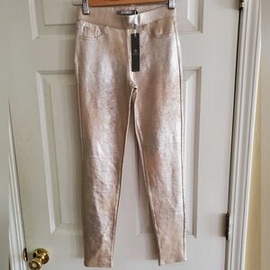 NWT Tractr Verna Shimmer Pull on Skinny Leggings In Champagne size 12 girls
